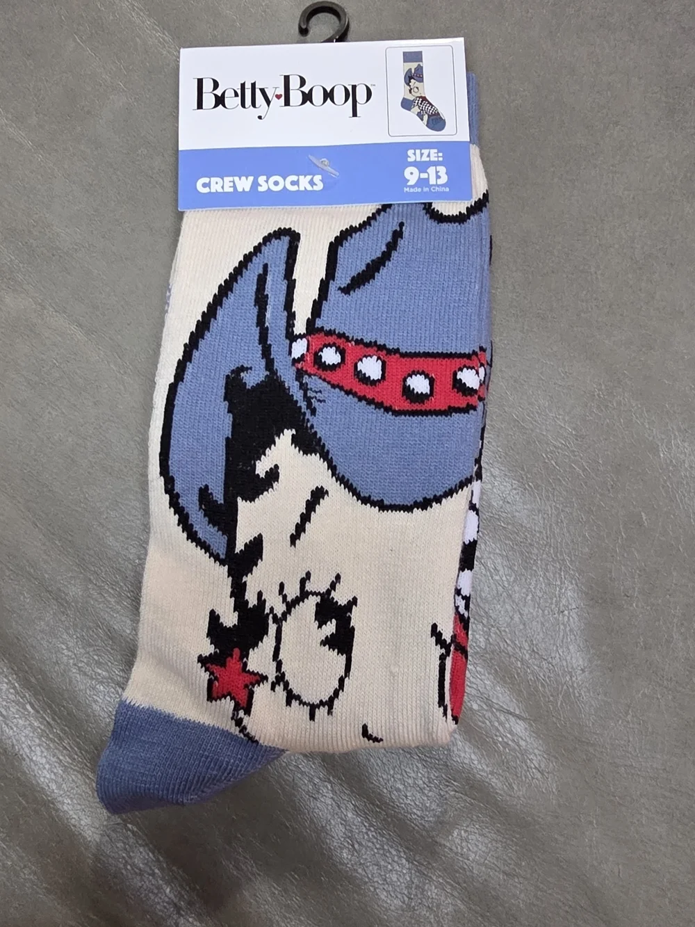 Betty Boop Cream, Blue and Red Crew Socks